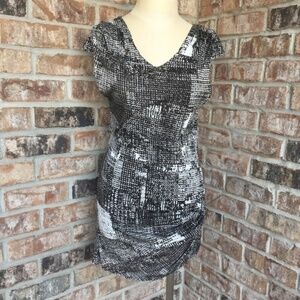 Lysse Ruched Cap Sleeves Dress Black/White S